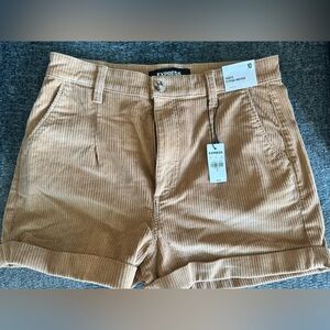 Express Women's High Waist Tan Corduroy Shorts